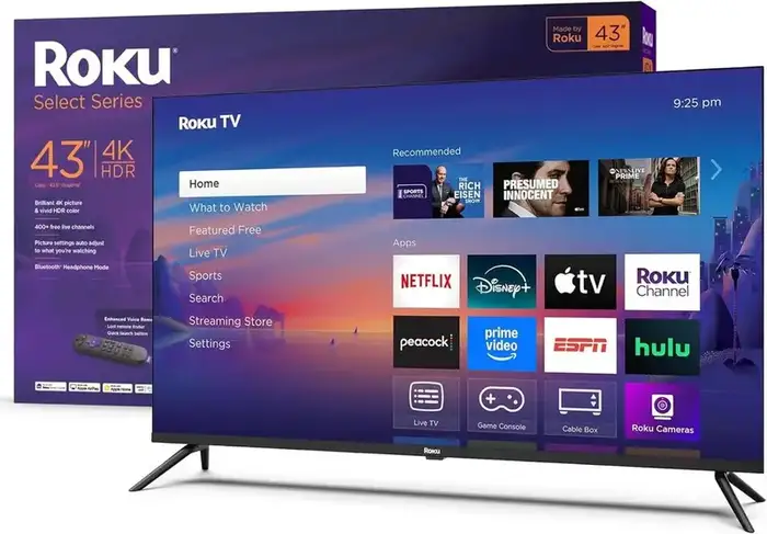 Roku Smart TV 2026 – 43-Inch Select Series, 4K HDR TV – Roku TV with Voice Remote