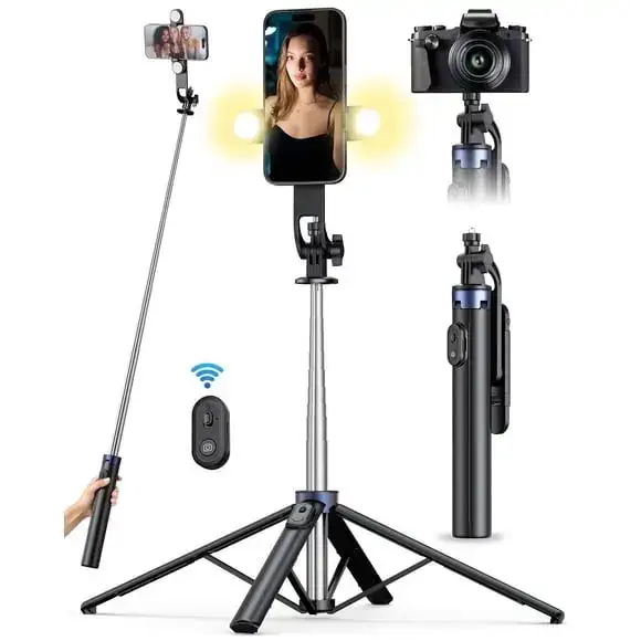 SelfieShow 71" Phone Tripod & Selfie Stick for iPhone with Wireless Remote, Extendable Cell Phone Tripod Stand, for Travel, Video Recording, Compatible with iPhone Android, Camera