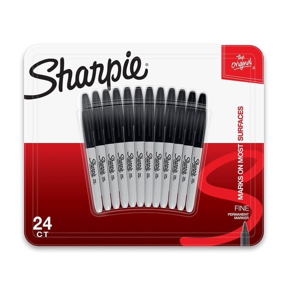 Sharpie Permanent Marker, Fine Tip, Black, 24 Count