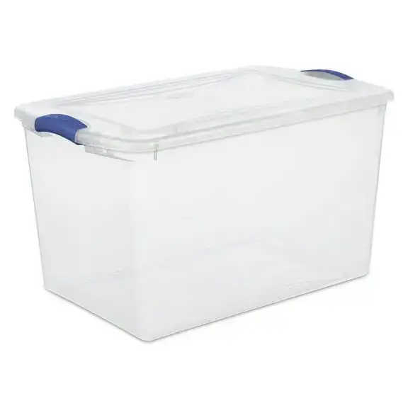 Sterilite 66 Quart Latch Box, Clear Plastic Storage Bin with Lid