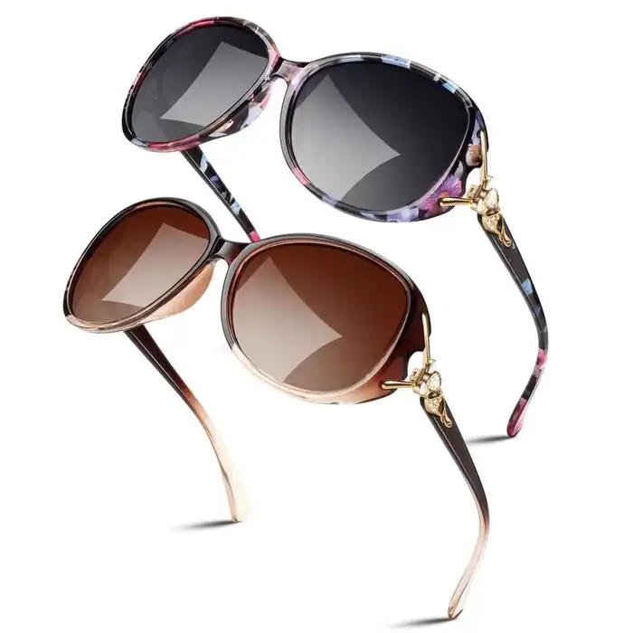 Sunier Retro Oversized Butterfly Polarized Sunglasses for Women Elegant Ladies Shades - 2 Pairs
