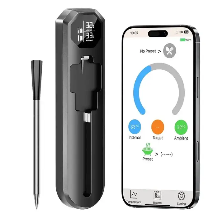 Swayvoo Bluetooth Wireless BBQ Meat Thermometer with Real-Time Monitoring App Alerts and Single Probe