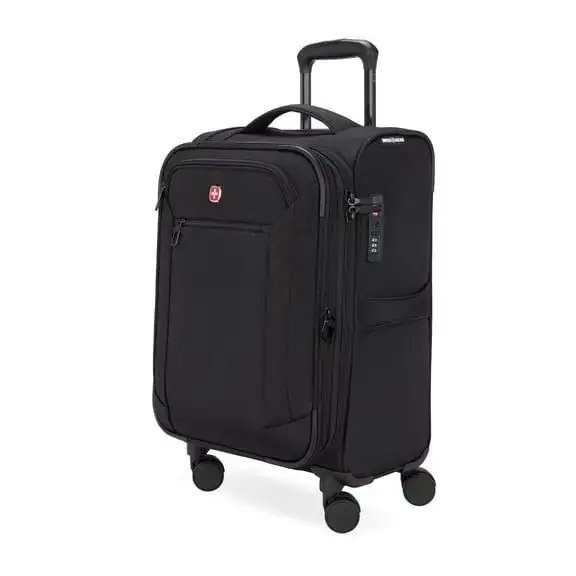 SWISSGEAR Stride Expandable Carry-on Spinner with TSA Lock, Black