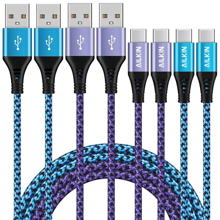 USB C Charging Cables 6 ft, Type C USB Cables 6ft-4PACK, AILKIN USB Type C to USB a Cable Android Type C Charger Fast Charging Cords USB-C Phone Cables, Multicolor