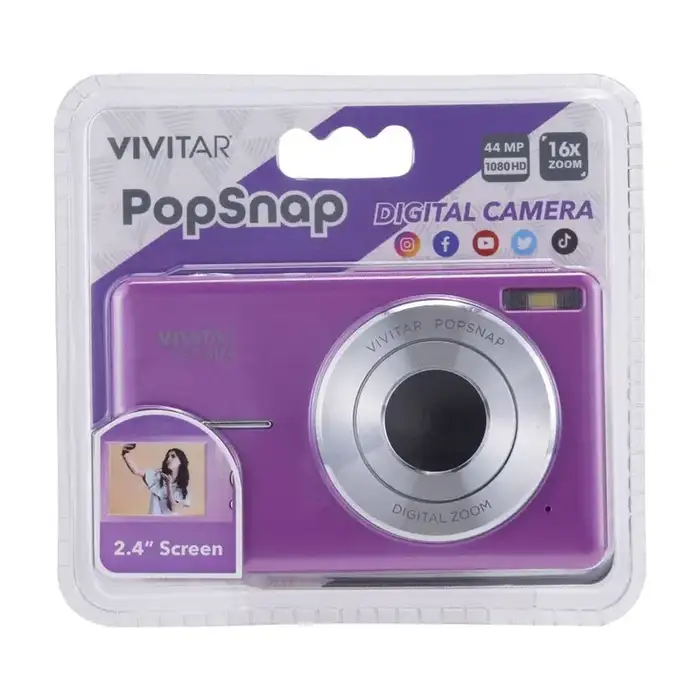 Vivitar PopCam Digital Camcorder, 48MP, Full HD 1080p Video Camera with 3" Flip Screen, 16x Digital Zoom, Built-in Microphone, Compact Vlogging Camera