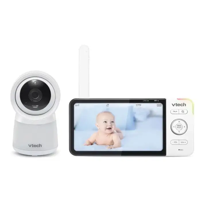 VTech 2 Camera 5" Digital Video Baby Monitor with Pan Scan and Night Light, VM5255-2, White
