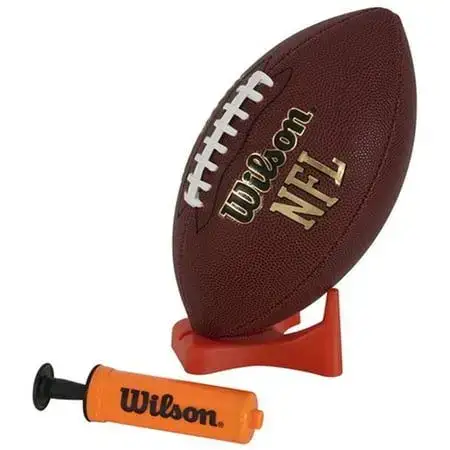 Wilson NFL Enforcer Junior Football with Pump and Tee, Brown, Ages 9-12